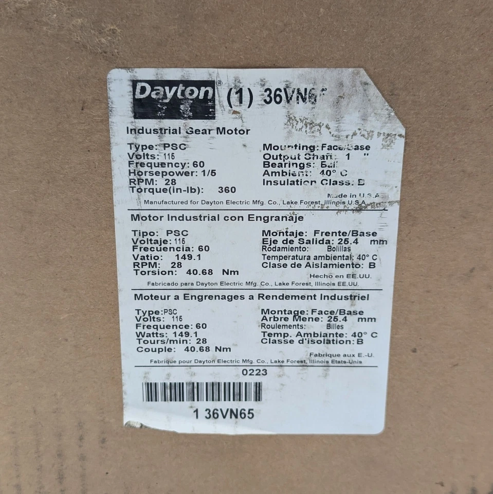 Bison  026-725A0060F Powerstar Right Angle Gearmotor, 28 RPM, TEFC, 115 VAC - Image 4 of 4