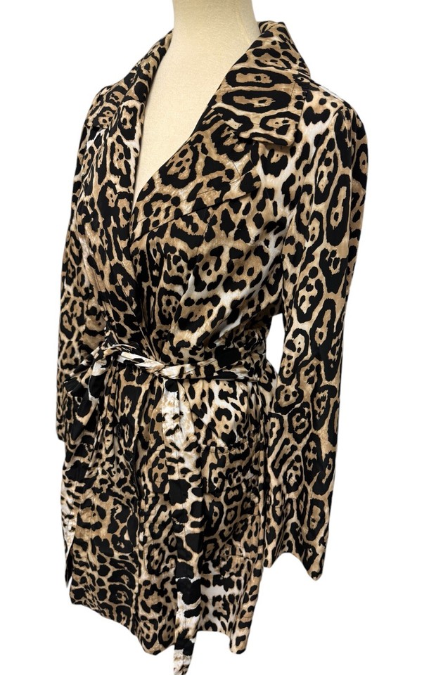 Black Label By Chico's women's lightweight trench coat animal print