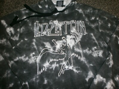 Mens Size Large LED ZEPPELIN Hoodie Hooded Sweatshirt TIE DYE BLACK