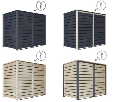 Mülltonnenbox Mülltonnenverkleidung aus Holz 120L bis 240L mit Rückwand
