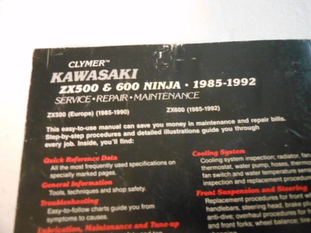 New Kawasaki Clymer 1985-1992 ZX500 ZX600 Ninja Factory Service
