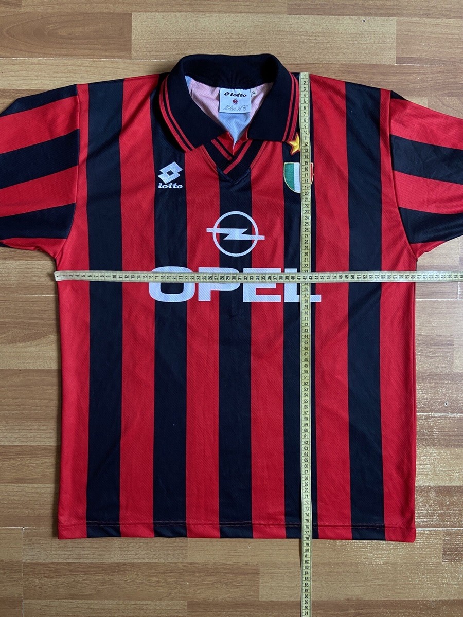 MILAN 1996 1997 HOME SHIRT JERSEY LONG SLEEVE LOTTO sz XL MEN #9
