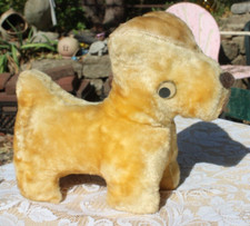 Vintage MCM 1950's Yellow Plush Scottie Dog Scottish Terrier 11.5 by 9.75