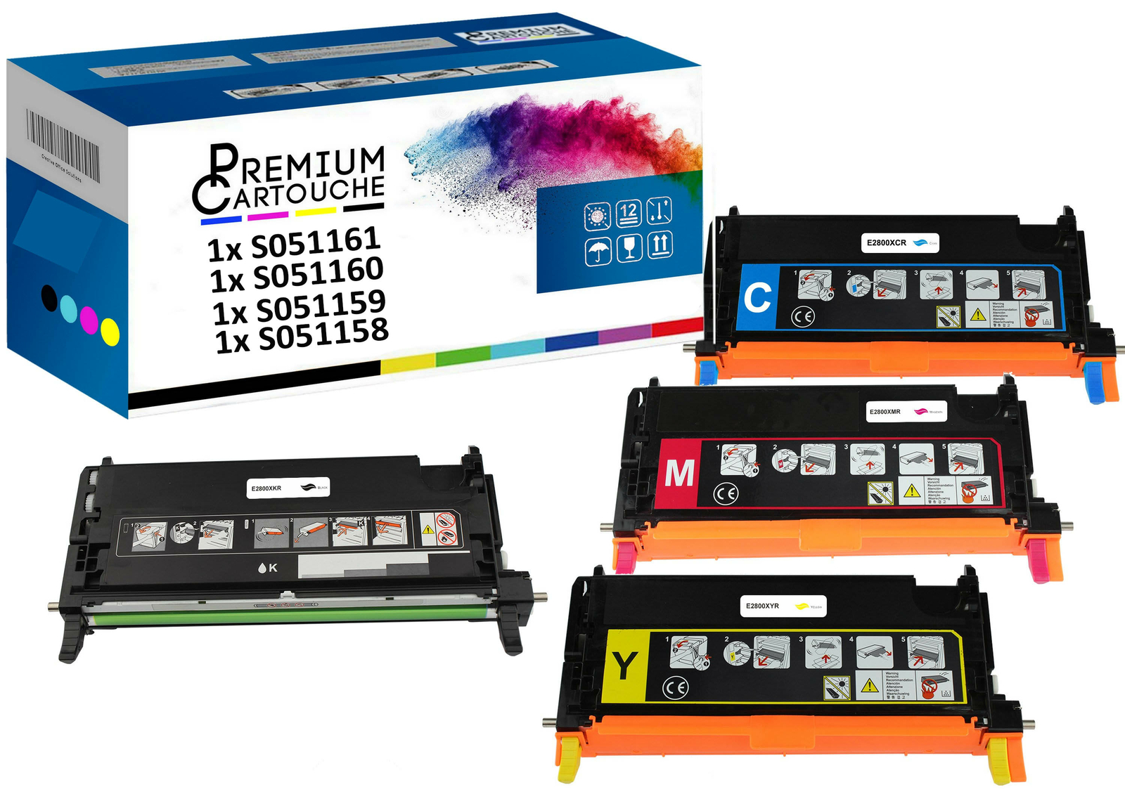 Toner C13S051161 S051160 S051159 S051158 : Solution Anti-Traces pour Impressions Bureautiques
