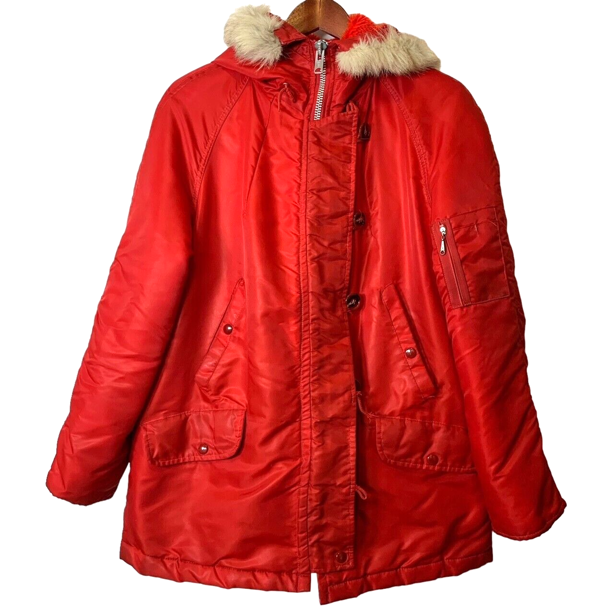 Sears JR Bazaar Puff Jacket Womens Zip & Button Closure Fur/Fleece 