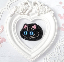 DIY Jewelry Making Beading kit Black cat Brooch Bead Embroidery Pin Needlepoint