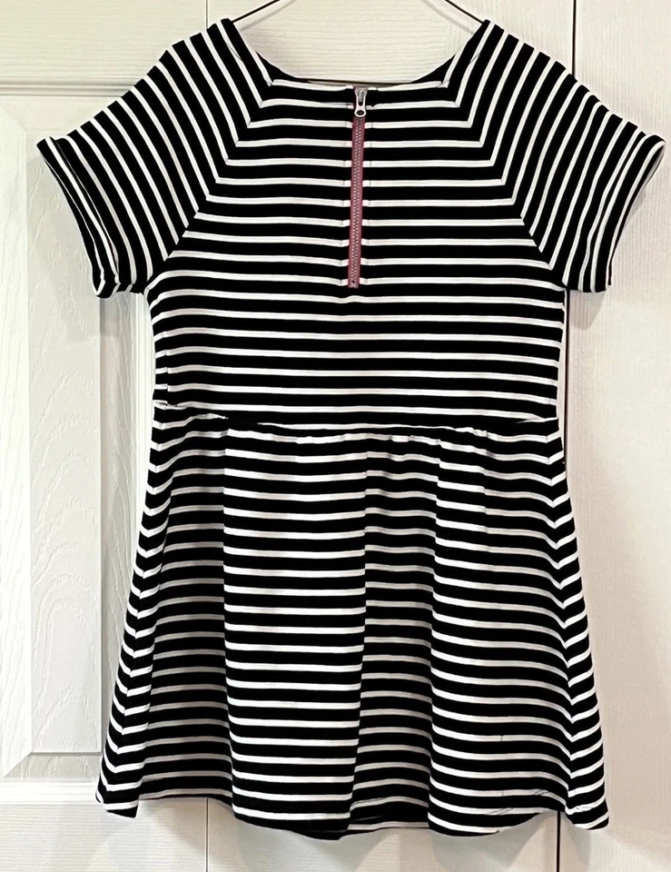 Gymboree Black & White Striped Girls Dress 8 - Image 2 of 4