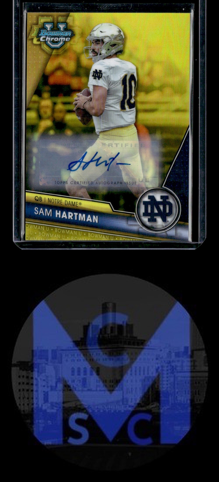 2023 Bowman U Chrome #165 Sam Hartman Autographs Yellow Refractor #/75