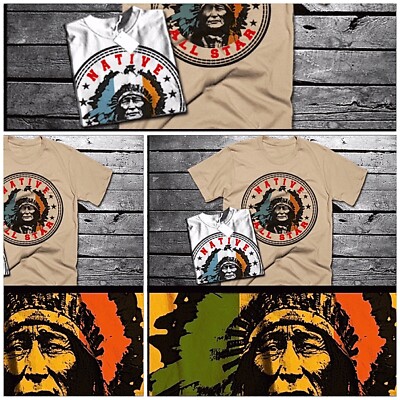 Native American T-shirt Indian Warriors headdress  Indigenous Tribal Arrow tee