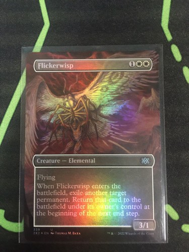 MTG Magic The Gathering Flickerwisp Foil Borderless White Elemental Commander