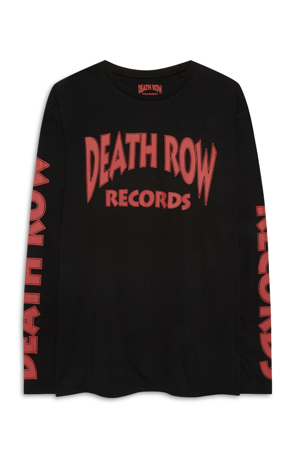 FILA T SHIRT TOP PRIMARK X DEATH ROW RECORDS LOGO MANICA LUNGA NERA NUOVA CON ETICHETTE XS