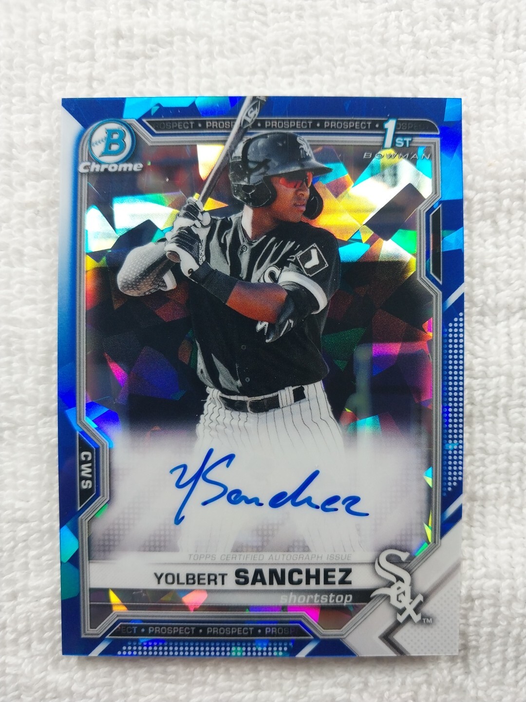 2021 1st Bowman Chrome Sapphire Yolbert Sanchez Auto BSPA-YS White Sox Stock Pic