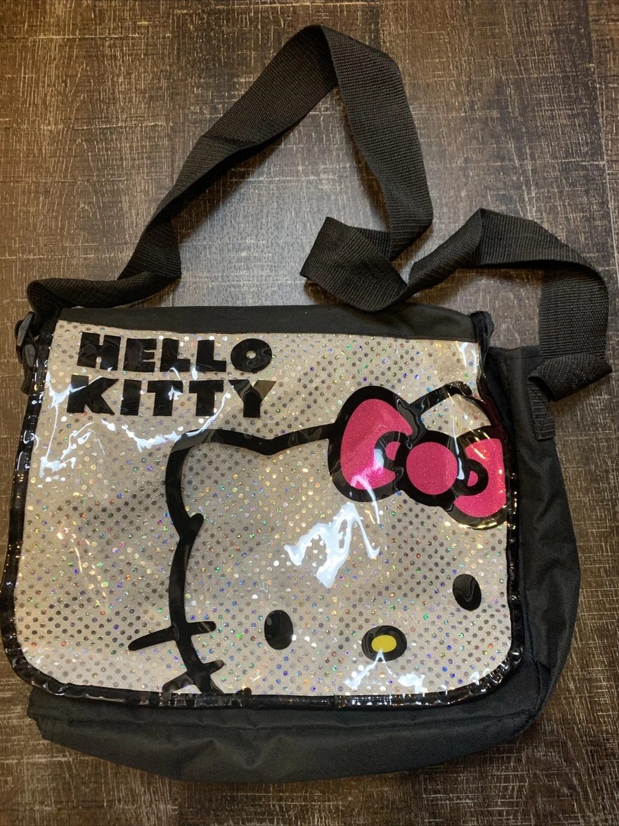 Hello Kitty Messenger Bag - Black with Pink Glitter