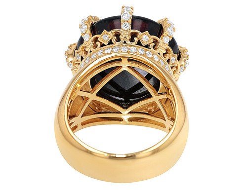 Black Crown Shaped 2 1/10 CT Real Diamond Pinky Ring Yellow Gold 25MM S10 - Picture 5 of 6