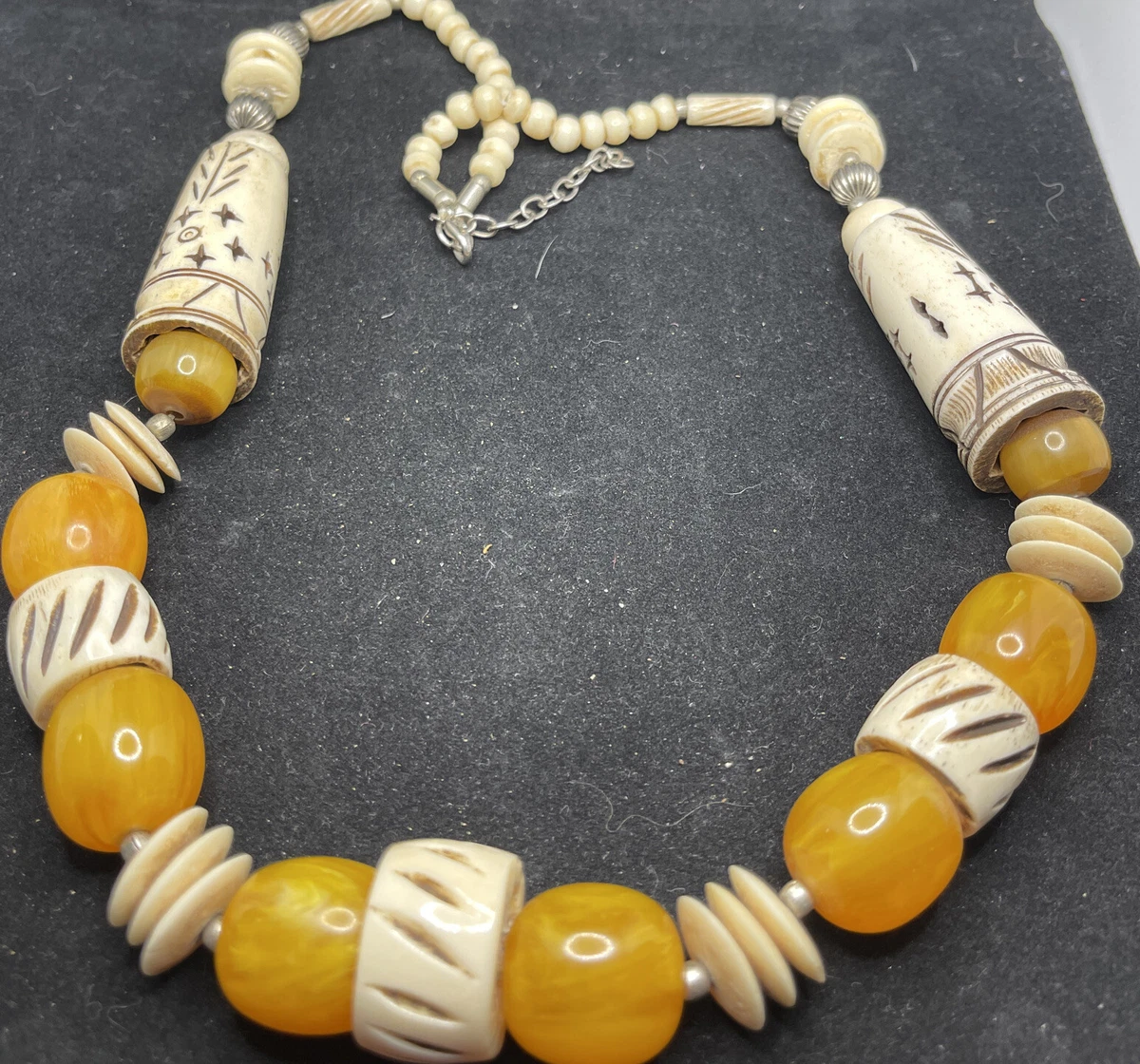 Antique carved bone beads