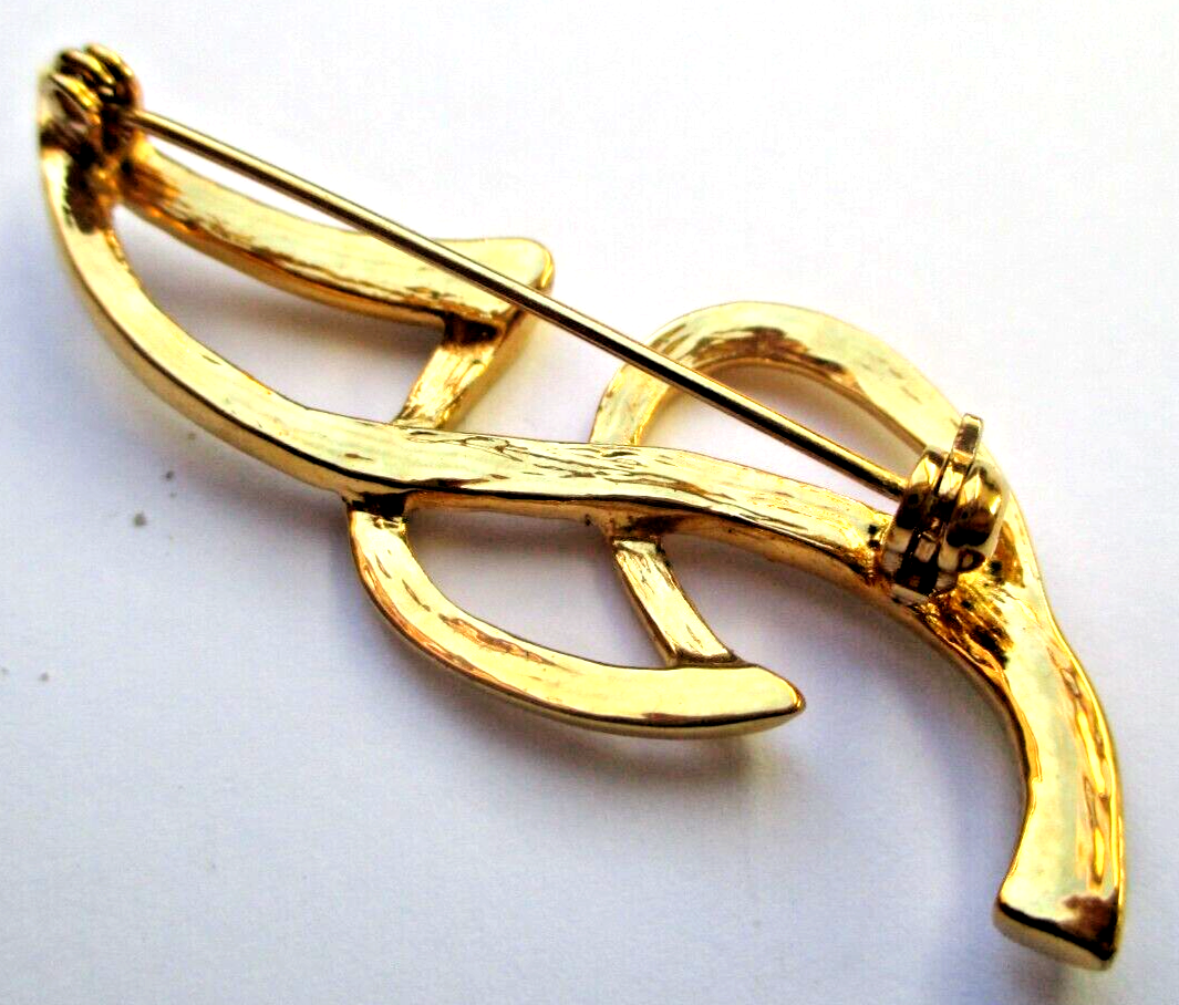 Broche Vintage élégante Couleur Or Avec Cristaux Diamant Fumé Rose - Parfait état