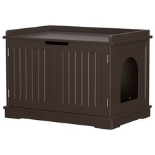 Cat Litter Box Furniture Enclosure Hidden Wooden Washroom Storage Bench Brown
