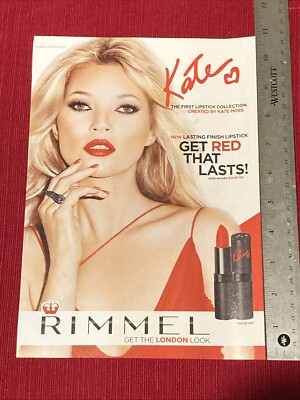 Model Kate Moss for Rimmel Lipstick 2012 Print Ad