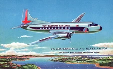 Eastern Airlines Silver Falcon Airplane Postcard 3.5"x5.5" Glenn L Martin Co