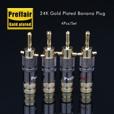 Gold Plated Speaker Banana Plugs Set of 4Pcs for High Quality Audio Systems