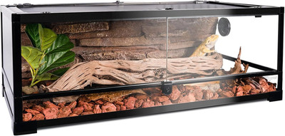 Tempered Glass Reptile Tank, 36'' X 18''X 12'' Front Opening Terrarium with Top Scr