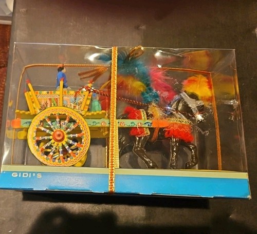 Carrello vintage GIDI'S siciliano artigianale in legno cavallo e carrozza souvenir ITALIA - Foto 2 di 7