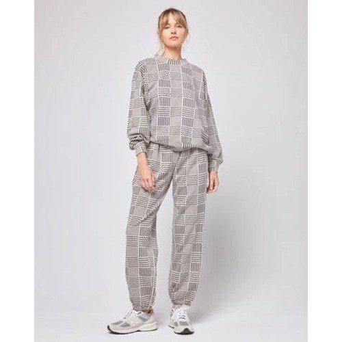 L*Space Sprinter Plaid Print Relaxed Fit Creme Schwarz Jogger Jogginghose Gr. S - Bild 1 von 12