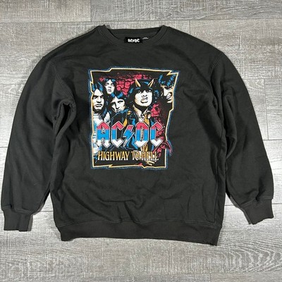 ACDC Highway to Hell Graphic Sweatshirt Mens Medium Black Rock Band Crewneck