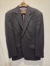 Lauren Ralph Lauren Mens Wool Blazer Suit Jacket 42L Gray Pinstripe
