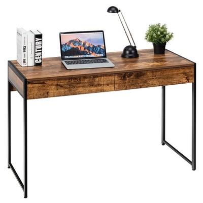 2-Drawer Computer Desk Study Table Writing Workstation Home Office Antique