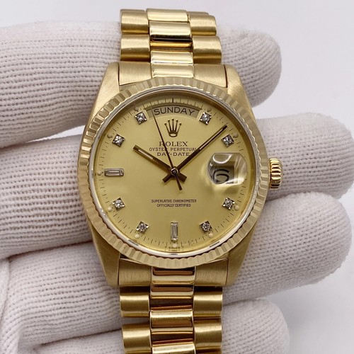 Rolex Day-Date 18038 or Jaune Champagne Diamant Cadran Simple Rapide Montre - Photo 6 sur 10