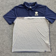 Fanatics Men's Heathered Gray/Navy Notre Dame Fighting Irish Golf Polo Size XL