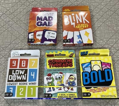 Card Games Lot Mad Gab + Blink + Low Down + Common Threads + Bold Card Games
