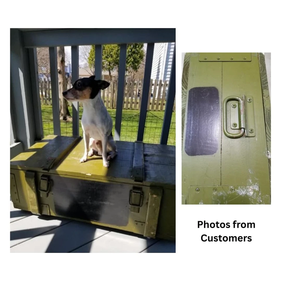 Armario militar OWLHAUS - Baúl de madera estilo vintage rústico del ejército, taburete 30 Foto 2 de 4