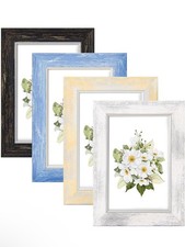 3x5 Picture Frames Set of 4   Rustic Farmhouse Multi-Color Wood Look Photo Frame