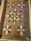 Wooden serving tray with marquetry star pattern inlay — photo 2