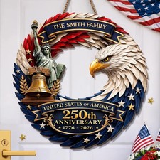 USA Freedom Wooden Sign Patriotic American Decor Wall Art Gift