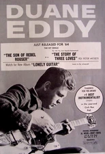 DUANE EDDY vintage 1964 POSTER ADVERT THE SON OF REBEL ROUSER Lonely Guitar