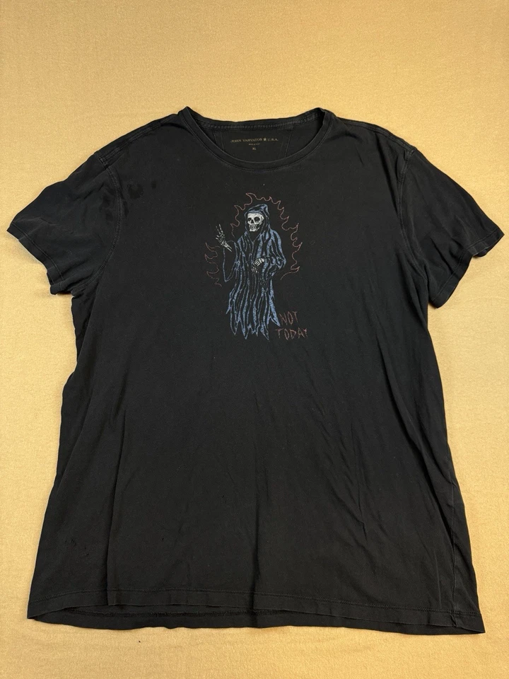 Camisetas John Varvatos EE. UU. Calavera Hombres Talla XL Negras Envejecidas (Lote de 2) Foto 2 de 4