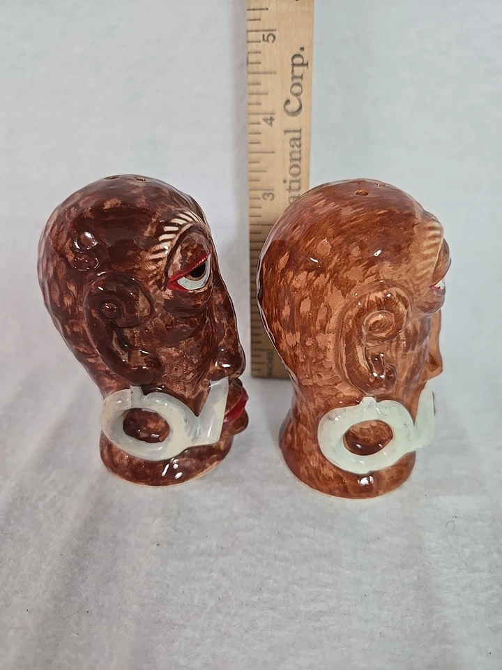 Coctelera de sal y pimienta vintage Mr Bali Hai Tiki Headhunter barra novedad Japón Foto 4 de 4