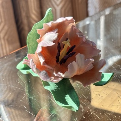 Lenox Fine Porcelain Parrot Tulip Flower Figurine 1989