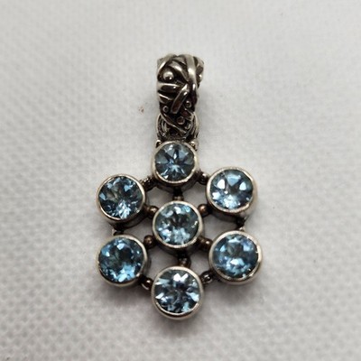 Blautopas und Sterlingsilber Anhänger Thai Bali Perlen