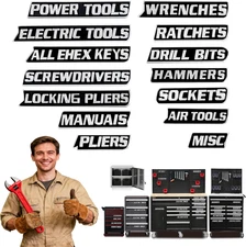 14 Pack of Magnetic Tool Box Labels – Reusable 3D Toolbox Labels Magnetic for To