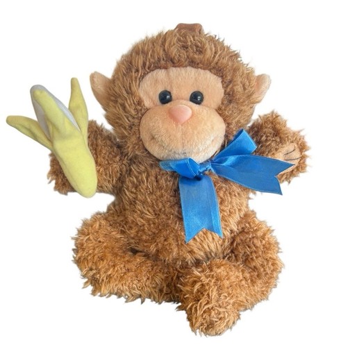 1999 Kids II Musical Monkey with Banana Plush Pull String *Works Well