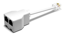 Phone Jack Splitter for Landline Telephone RJ11 6P4C w/ 2.5 inch Cable, White