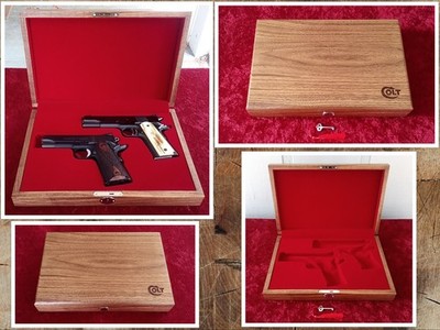 Colt M1911 専用 高級木製化粧箱 GUNケース (RedModel) Colt Model 1911 Wood Presentation Case Pistol Display Box - Made