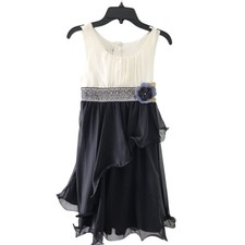 Bonnie Jean Girls Dress Size 10 Holiday Christmas Formal Dress Black and White