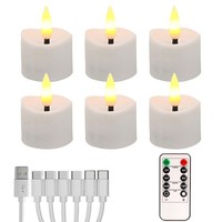 6X Wiederaufladbare Aufladbar Led Teelichter Mit Timer Fernbedienung Flackernde