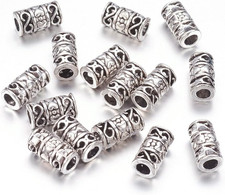 50-Piece Tibetan Antique Silver Filigree Tube Beads 6Mm in Dia. Column Spacer Lo