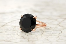 Rose Gold Black Onyx Ring Anemone Jewelry 14k Gold Cocktail Statement